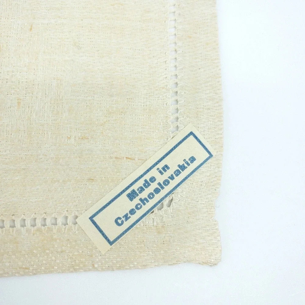 Vintage Linen Napkin Set 11 Beige European 1950s Table Decor